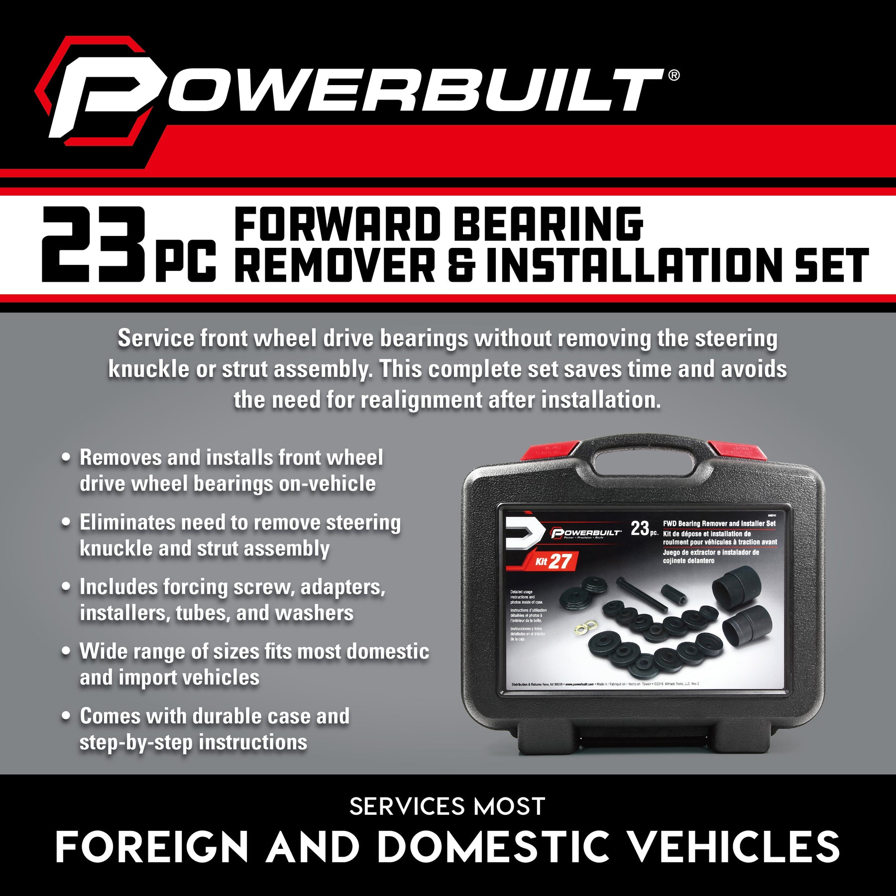 23 Piece FWD Bearing Removal And Installer Kit