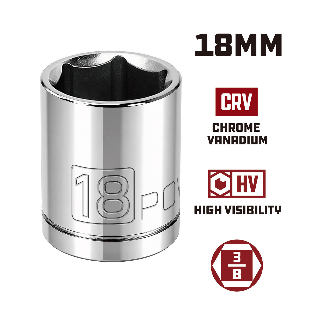 3/8 in. Dr. Sockets - Metric Shallow - 6 Pt.