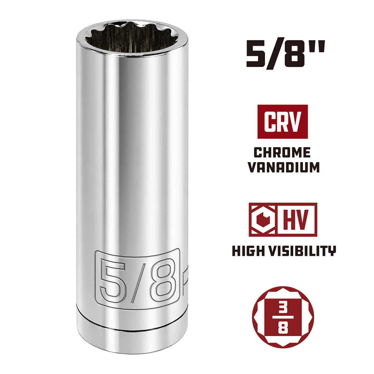 3/8 in. Dr. Sockets - SAE Deep - 12 Pt.
