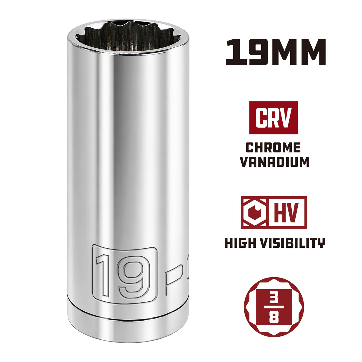 3/8 in. Dr. Sockets - Metric Deep -  12 Pt.