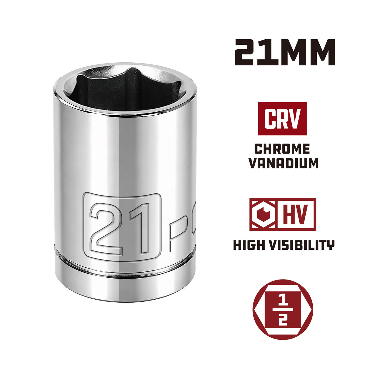 1/2 in. Dr. Sockets - Metric Shallow -  6 Pt.