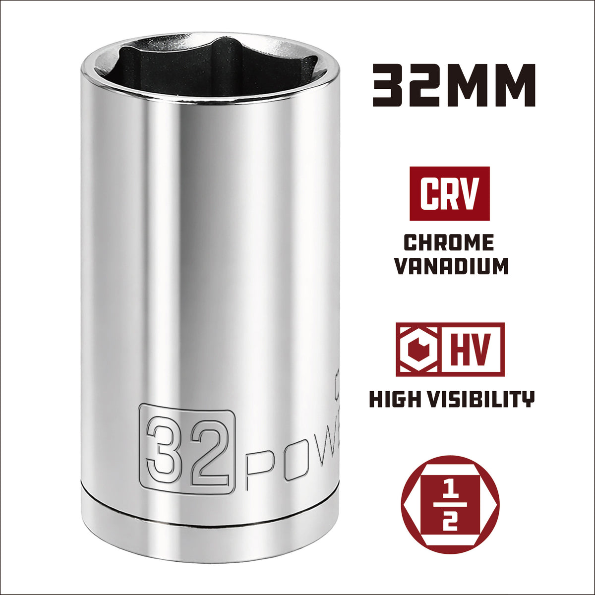 1/2 Inch Drive 32 MM 6 Point Deep Socket