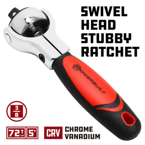 3/8 Inch Drive Swivel Head Stubby Ratchet