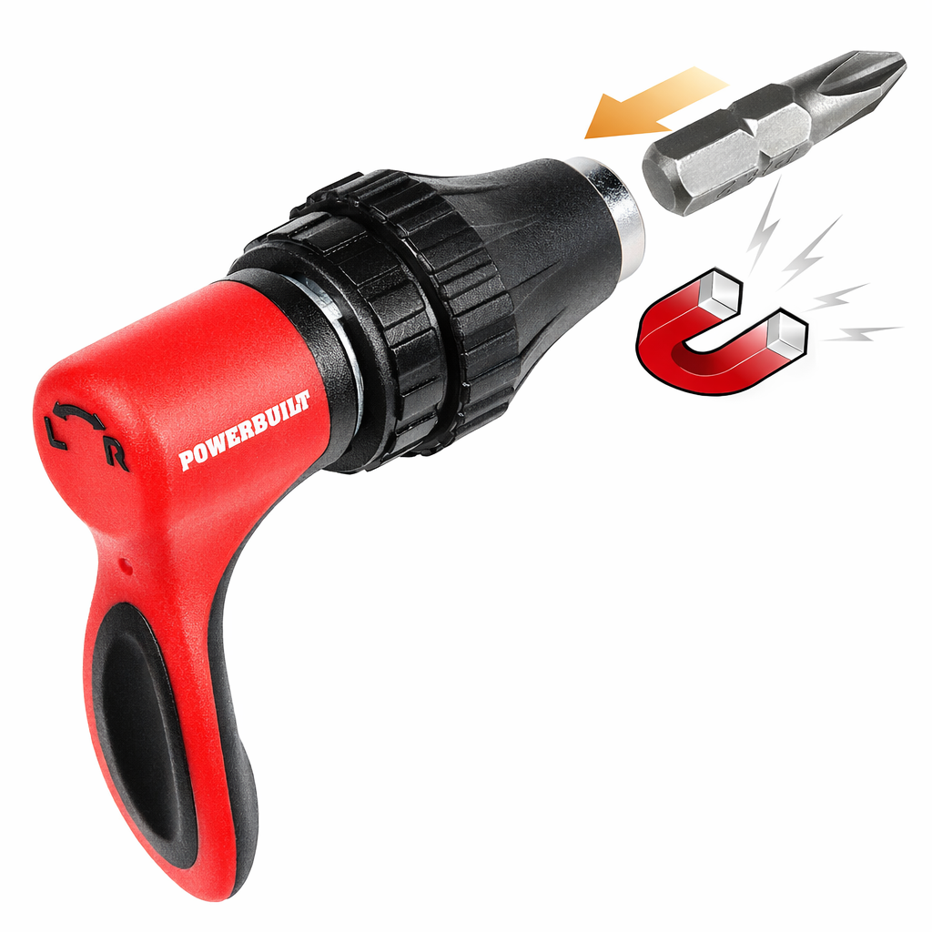 Ratcheting Palm L-Handle Mini Bit Driver - Fits 1/4 Inch