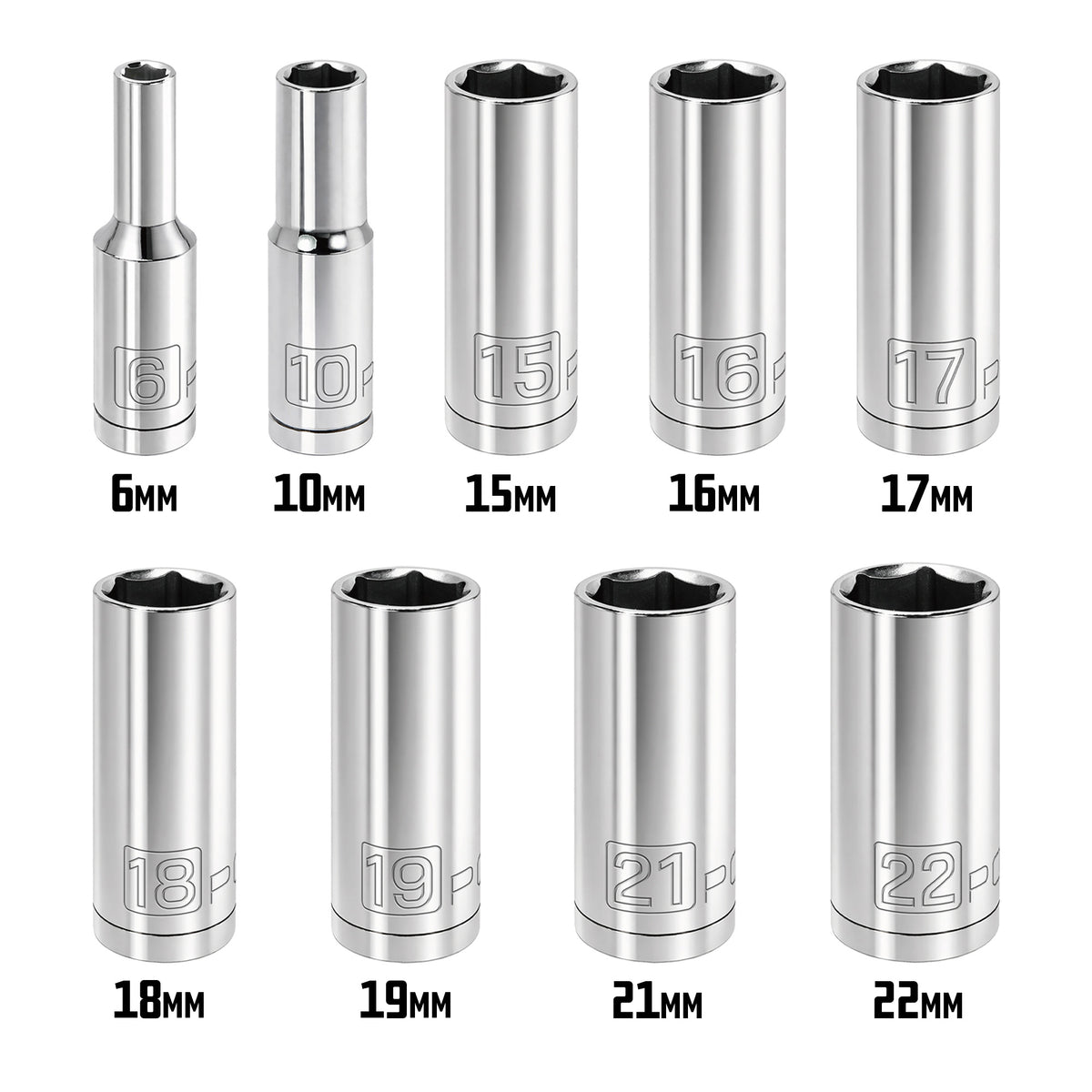 22 Piece 3/8 in. Dr. Metric 6 Pt. Socket Set