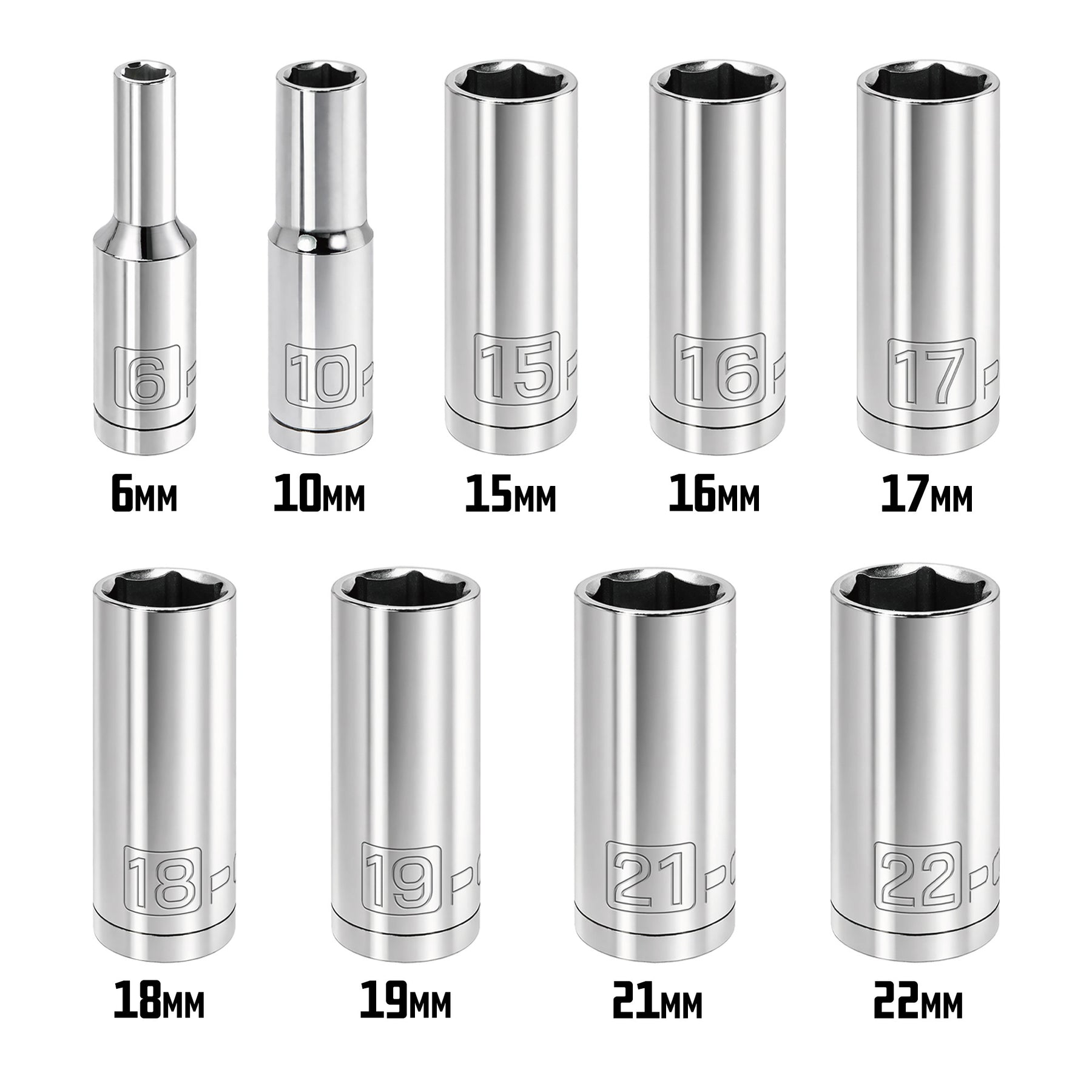 22 Piece 3/8 in. Dr. Metric 6 Pt. Socket Set