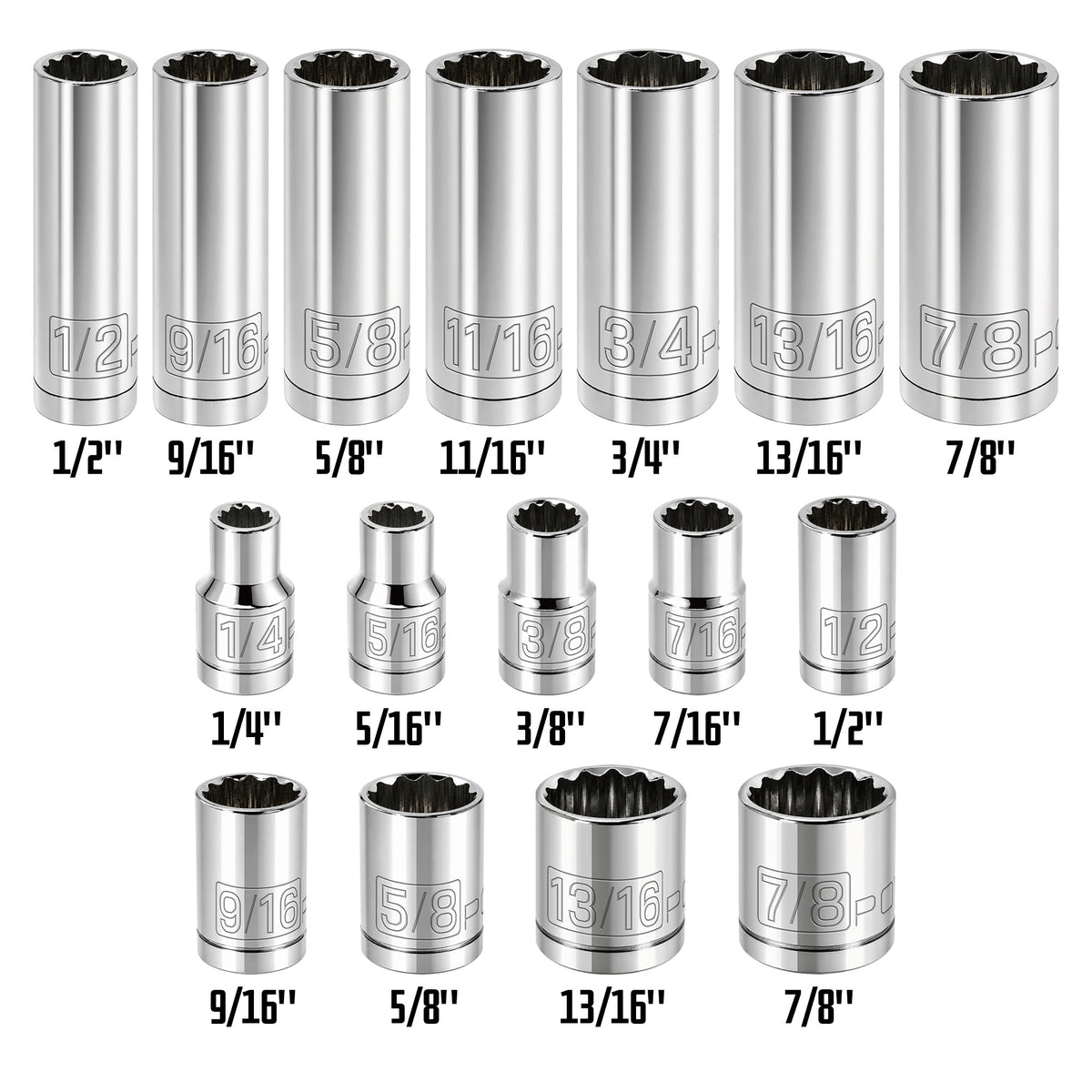16 Piece 3/8 in. Dr. SAE 12 Pt. Socket Set