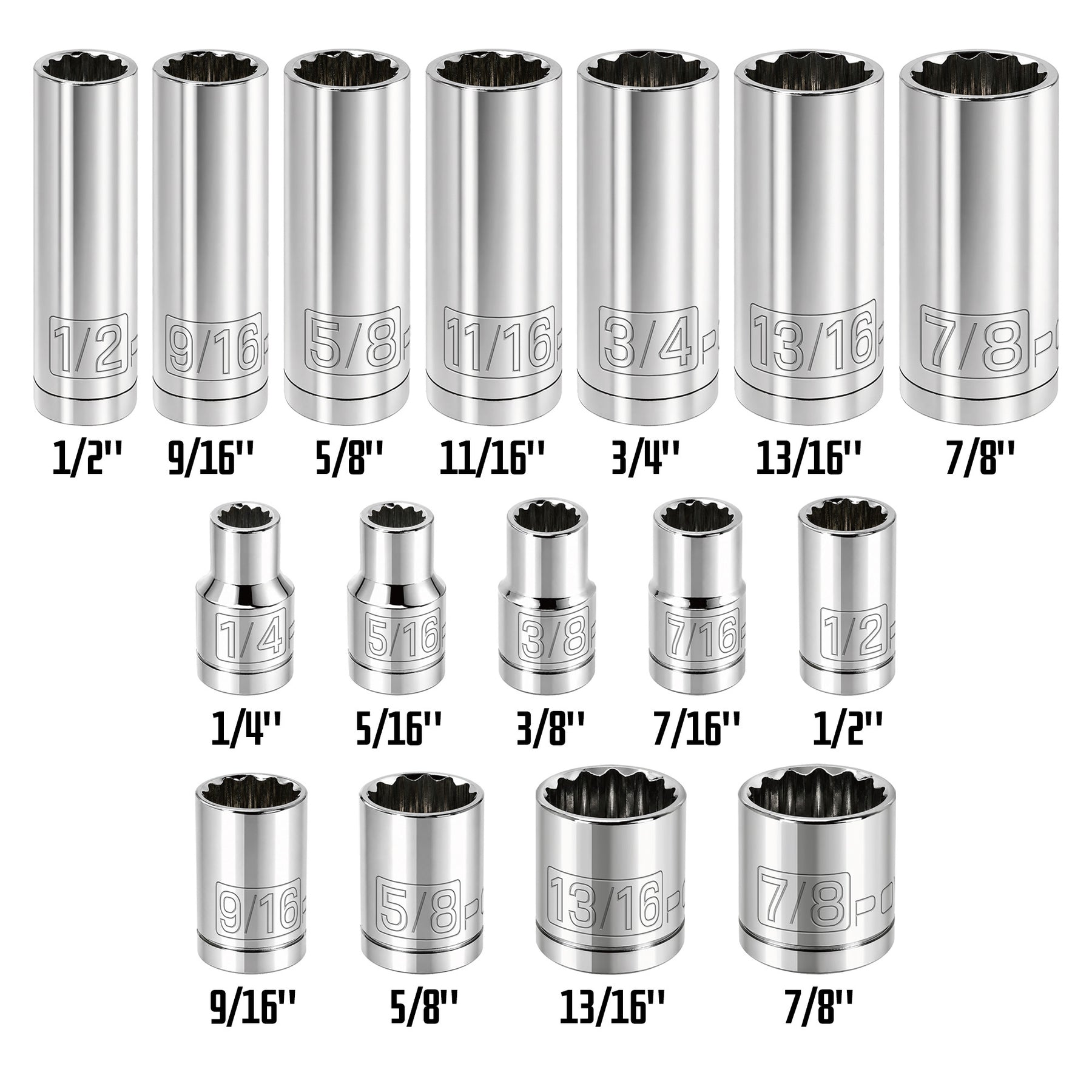 16 Piece 3/8 in. Dr. SAE 12 Pt. Socket Set