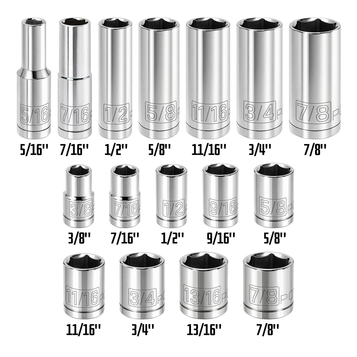 16 Piece 3/8 in. Dr. SAE 6 Pt. Socket Set