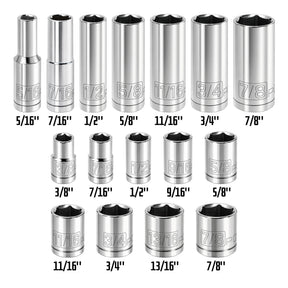 16 Piece 3/8 in. Dr. SAE 6 Pt. Socket Set