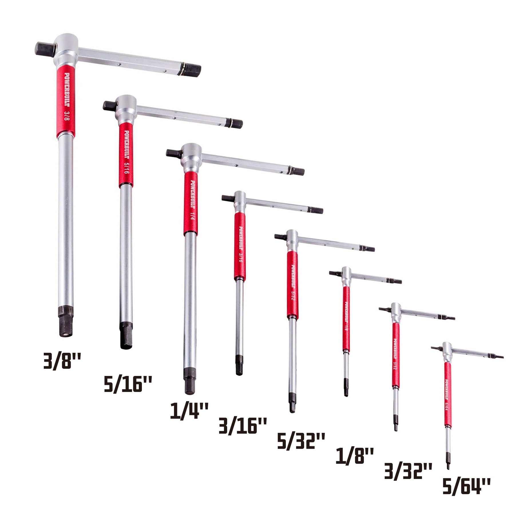 8 Piece SAE T-Handle Hex Key Wrench Set