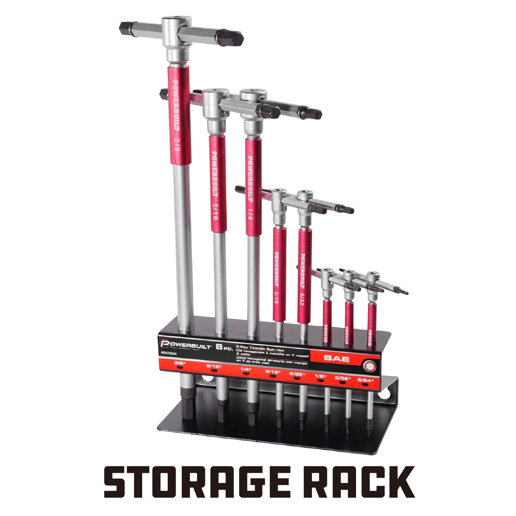 8 Piece SAE T-Handle Hex Key Wrench Set
