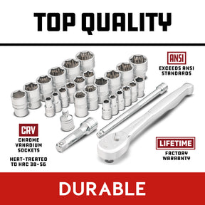 28 Piece 1/4 Inch & 3/8 Inch Drive Zeon Socket Set