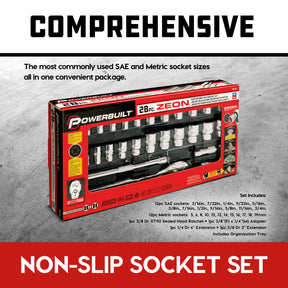 28 Piece 1/4 Inch & 3/8 Inch Drive Zeon Socket Set