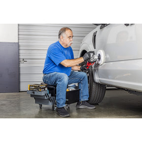 Deluxe Rolling Stool With Expandable  Tool Trays