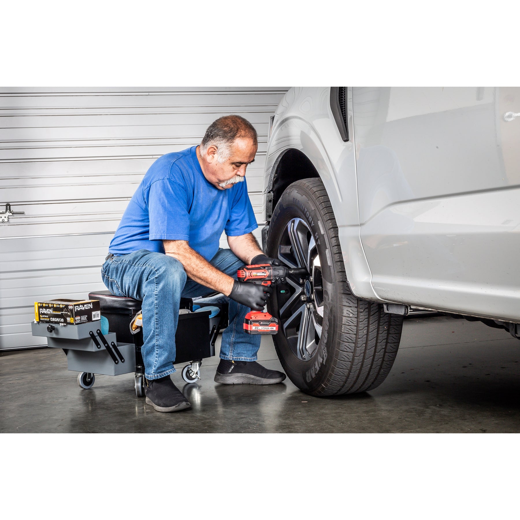 Deluxe Rolling Stool With Expandable  Tool Trays