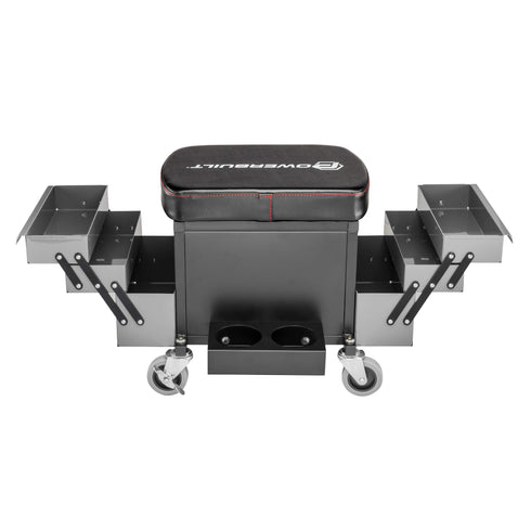 Deluxe Rolling Stool With Expandable  Tool Trays