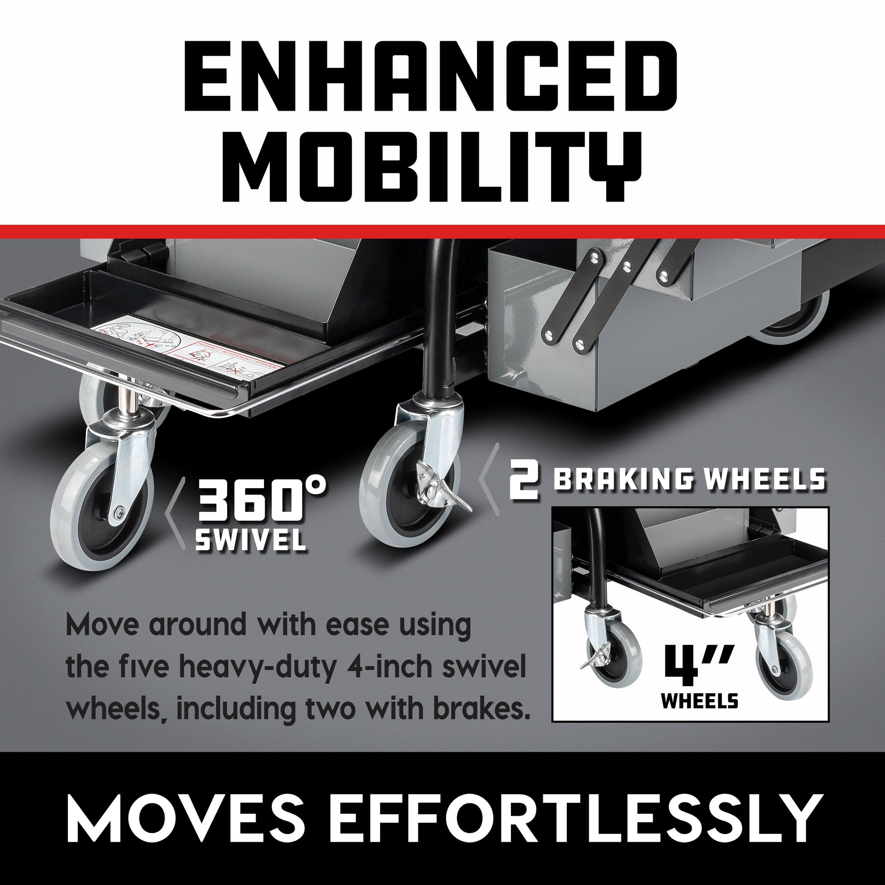 Professional Shop Seat With Expandable Side Trays