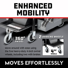 Professional Shop Seat With Expandable Side Trays