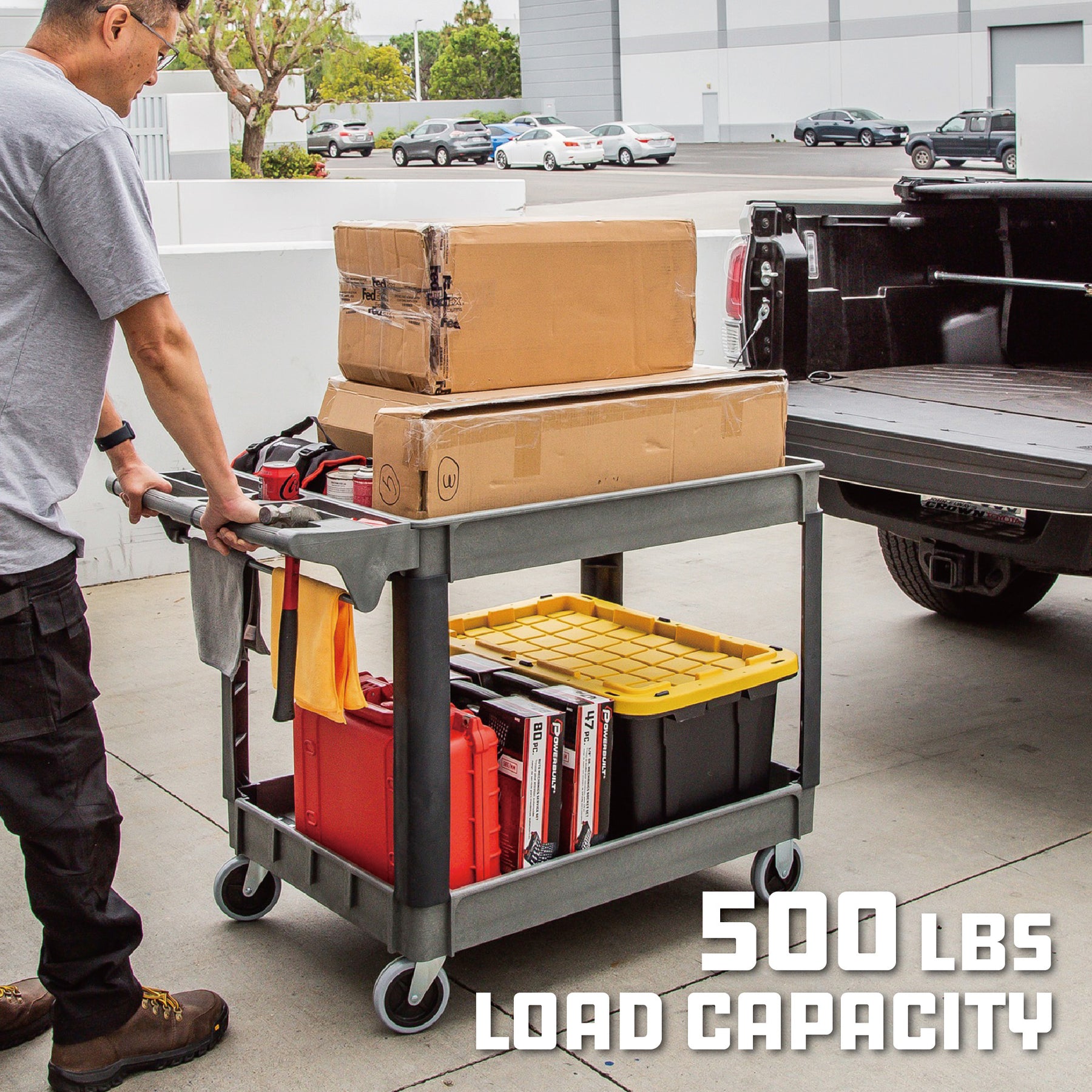 46 Inch x 26 Inch Utility Service Cart with 36 Inch x 24 Inch Tray
