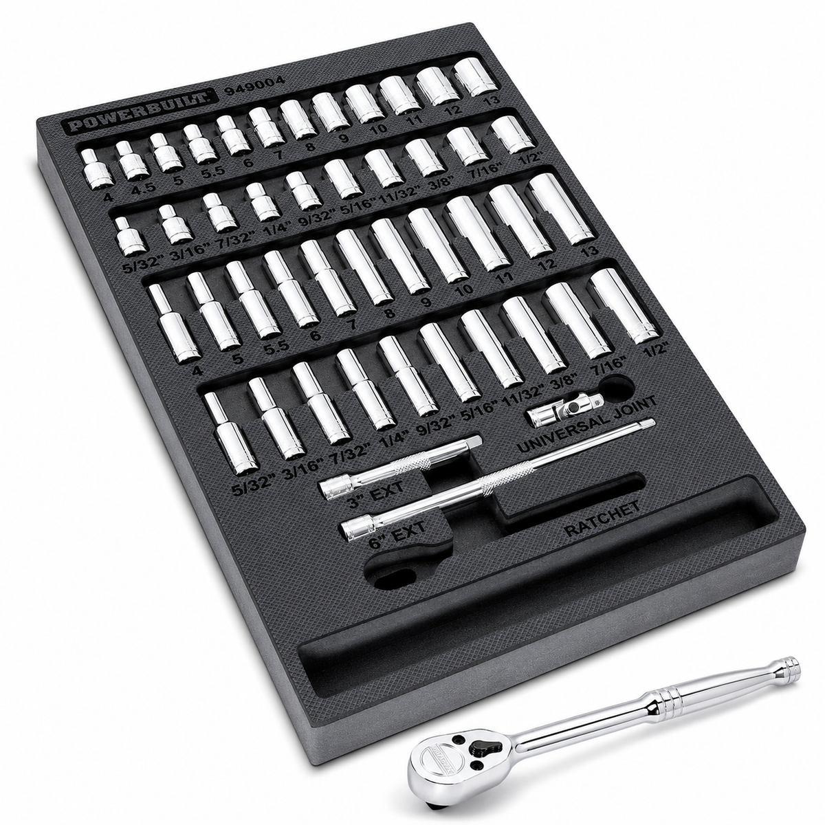 47 Piece Socket - Ratchet - Accessories Tool Set - 1/4-Inch Dr