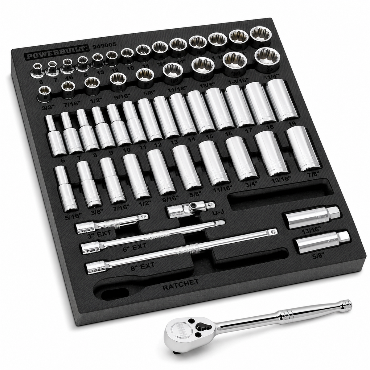 54 Piece Pro Tech 3/8 in. Dr. SAE & Metric Socket Set