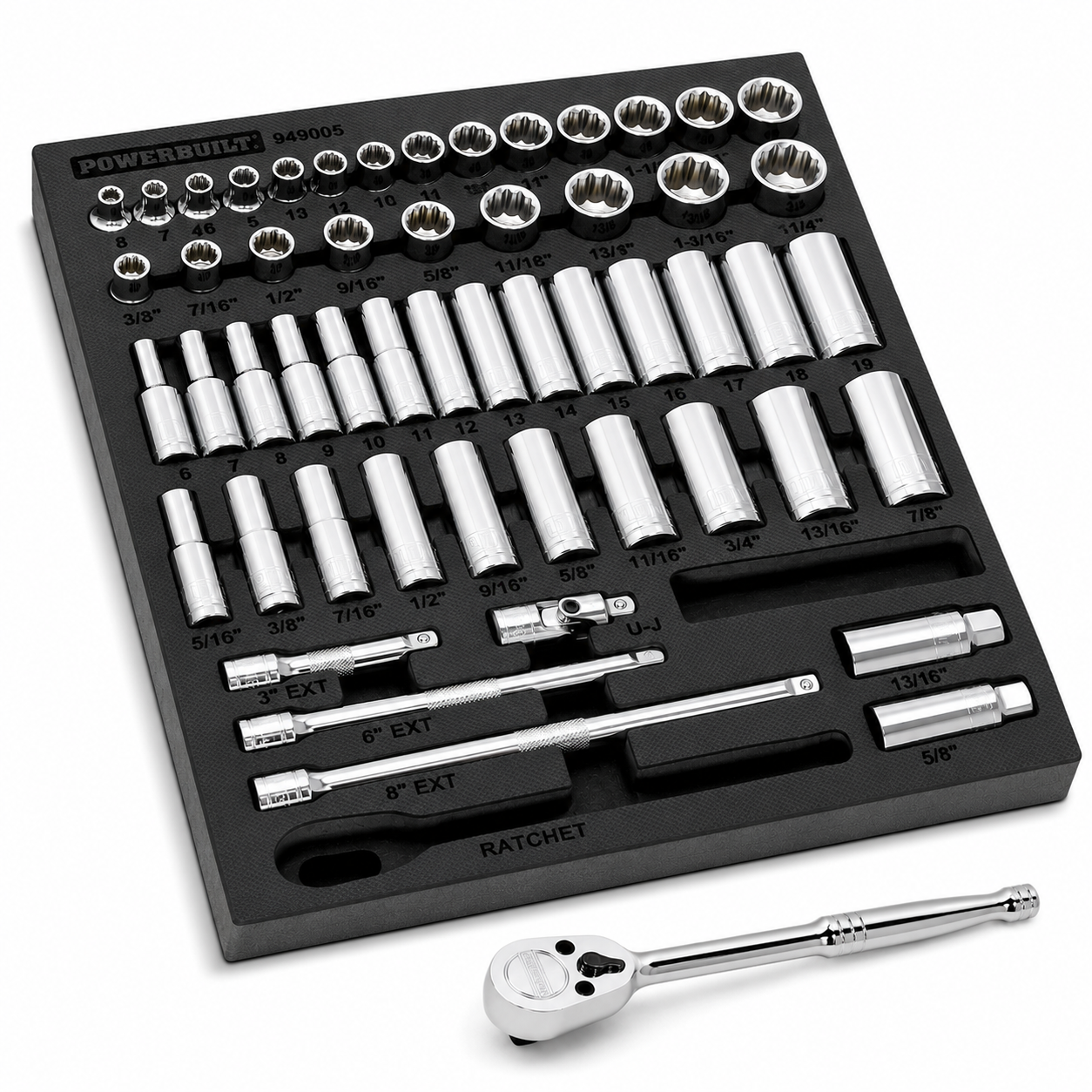 54 Piece Pro Tech 3/8 in. Dr. SAE & Metric Socket Set
