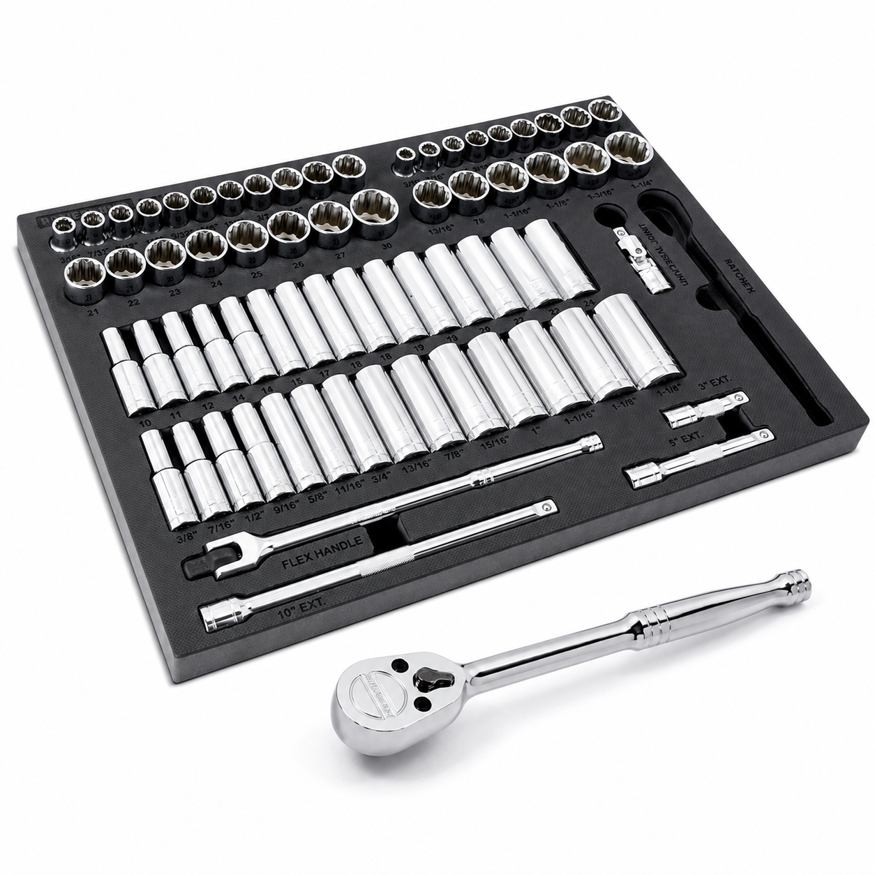 69 Piece Pro Tech 1/2 in. Dr. SAE & Metric Socket Set