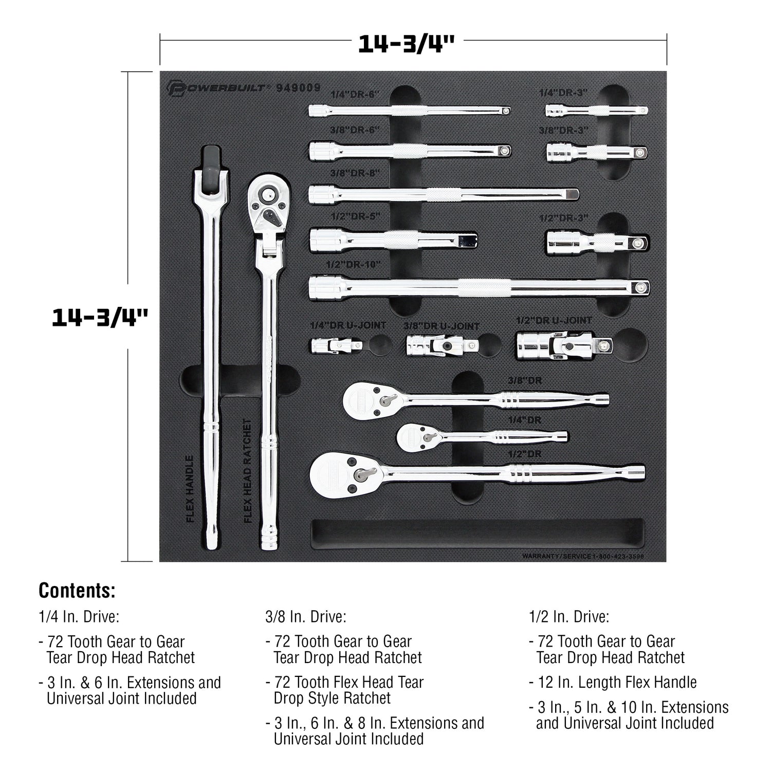 Master Ratchet and Accessories Set - 16 Piece - 1/4 - 3/8