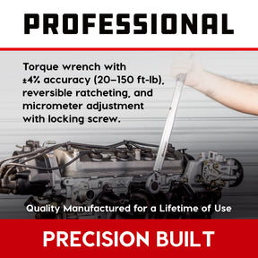 1/2 Inch Drive Screw Type Torque Wrench (20-150  FTLB)