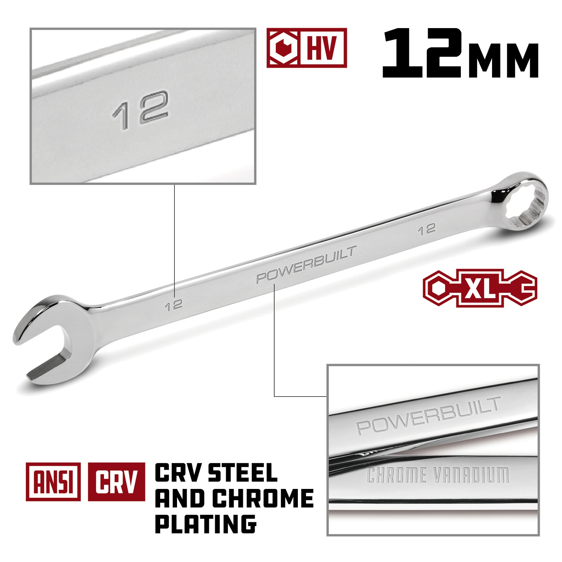 12 MM Fully Polished Long Pattern Metric Combination Wrench