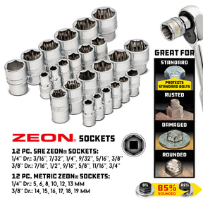 28 Piece Zeon Socket Set for Damaged Bolts