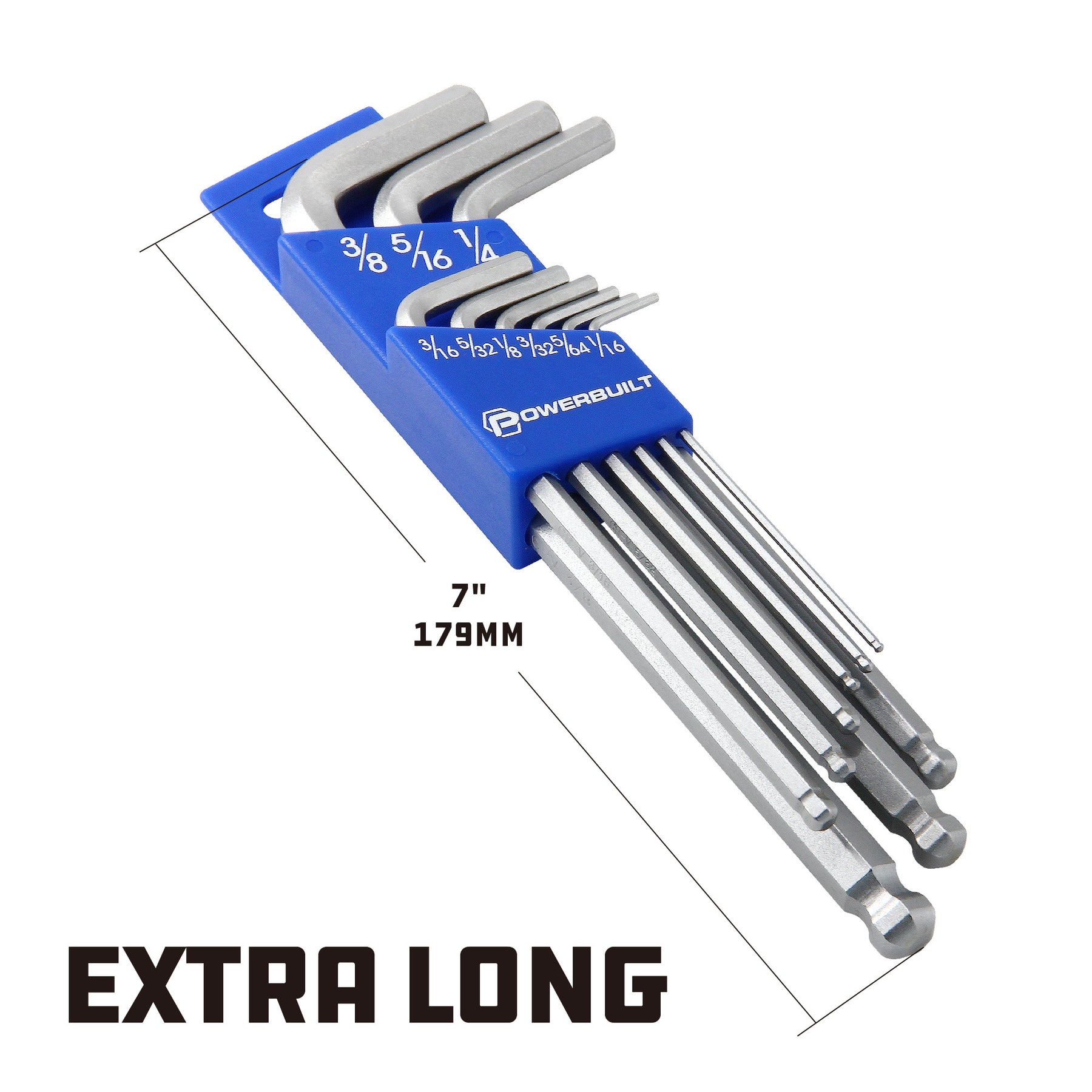 9 Piece SAE Long Arm Hex Key Wrench Set