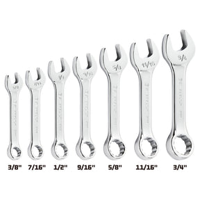 7 Piece SAE Stubby Combination Wrench Set