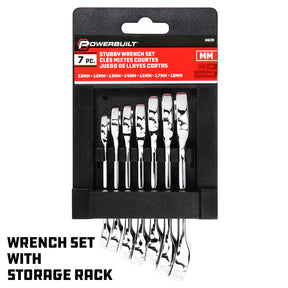 7 Piece Metric Stubby Combination Wrench Set
