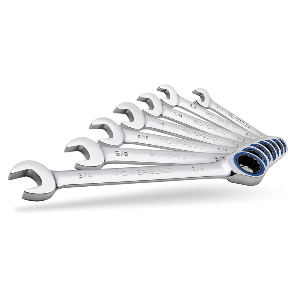 7 Piece Ratcheting Combination Wrench Set - SAE