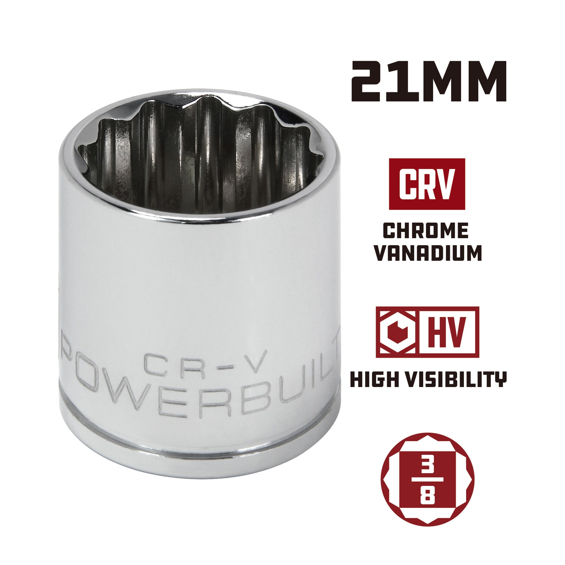 3/8 Inch Drive x 21 MM 12 Point Shallow Socket
