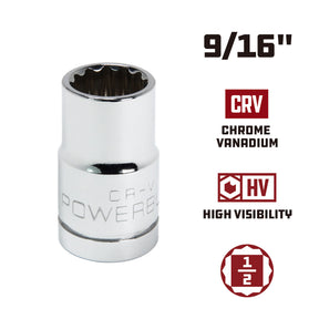 1/2 Inch Drive x 9/16 Inch 12 Point Shallow Socket