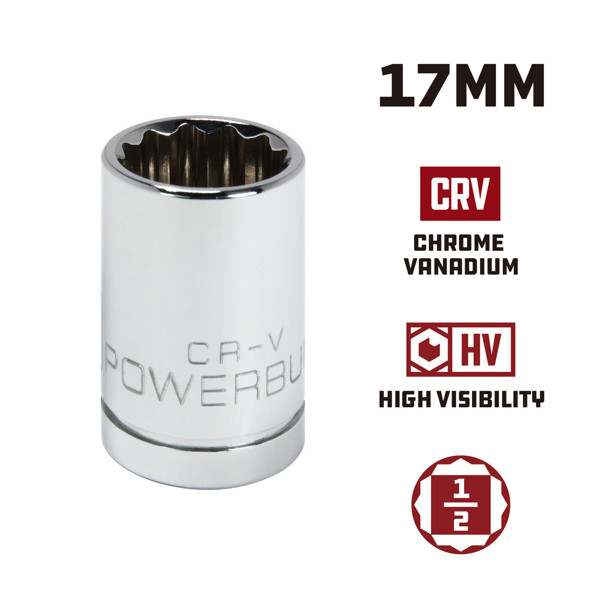 1/2 Inch Drive x 19 MM 12 Point Shallow Socket