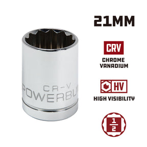 1/2 Inch Drive x 21 MM 12 Point Shallow Socket