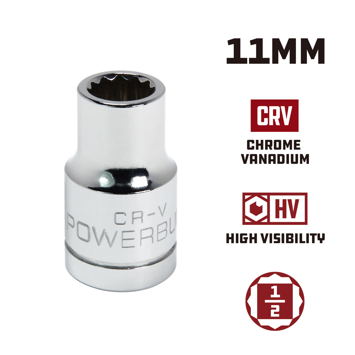 1/2 Inch Drive x 11 MM 12 Point Shallow Socket