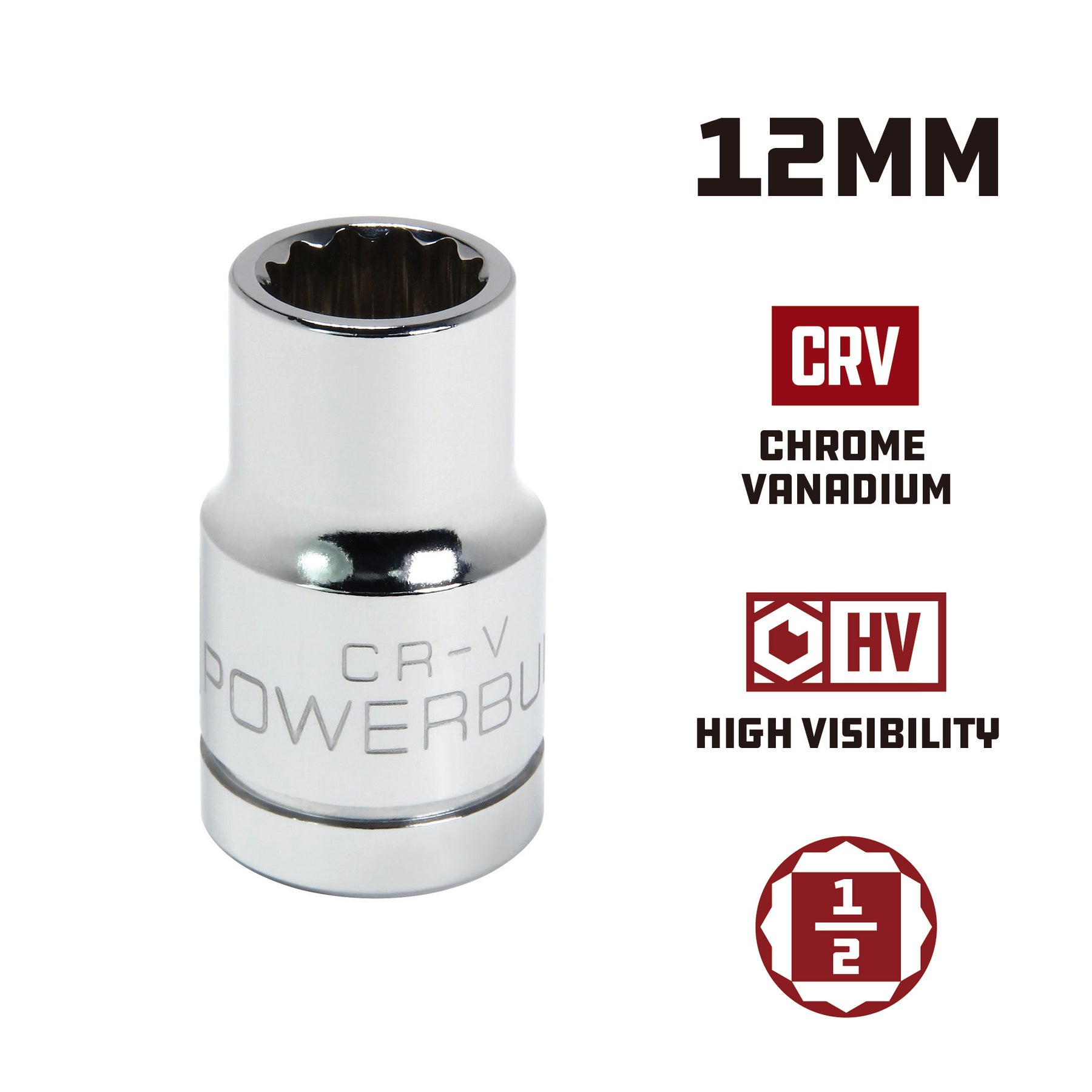 1/2 Inch Drive x 12 MM 12 Point Shallow Socket