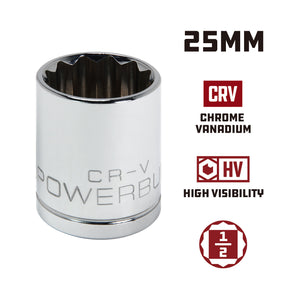 1/2 Inch Drive x 25 MM 12 Point Shallow Socket