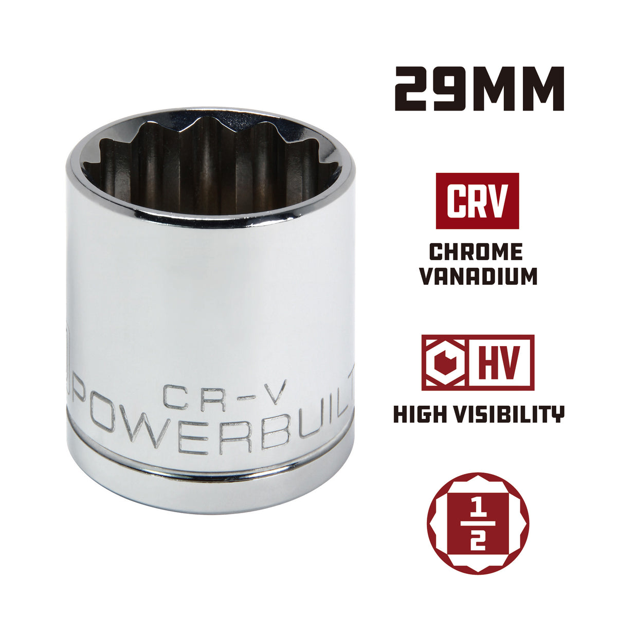 1/2 Inch Drive x 29 MM 12 Point Shallow Socket
