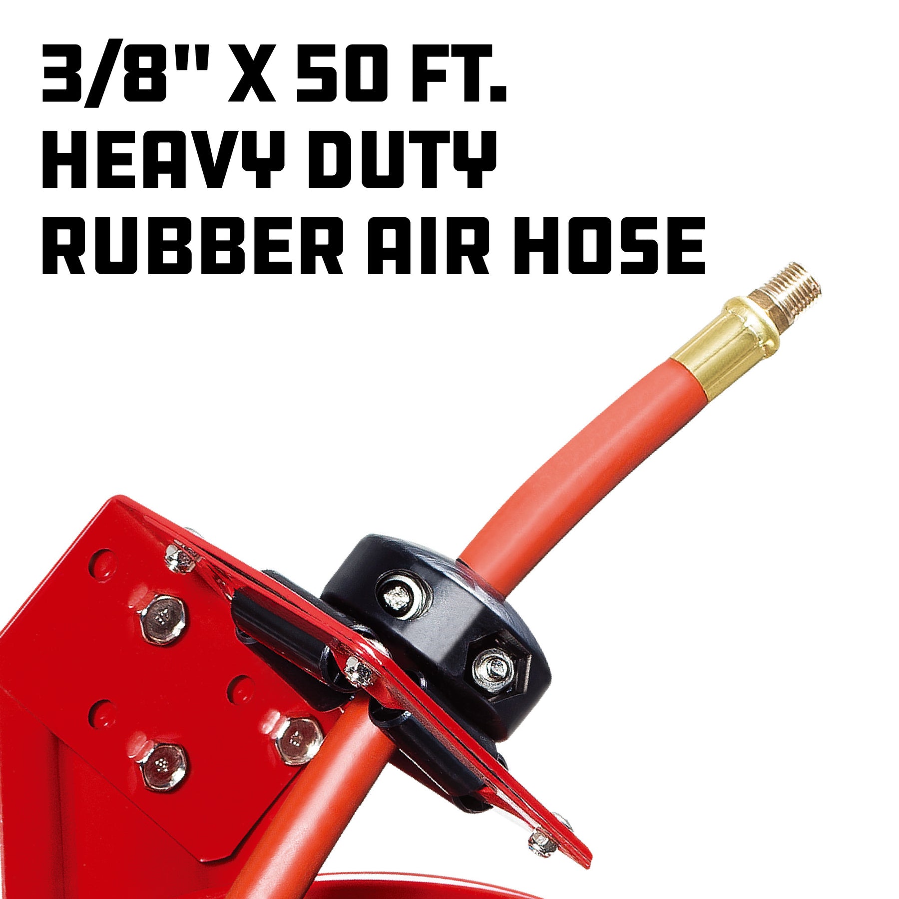 Powerbuilt Heavy Duty Auto Retract Air Hose Reel with 3/8 x 50' Hose - 642228