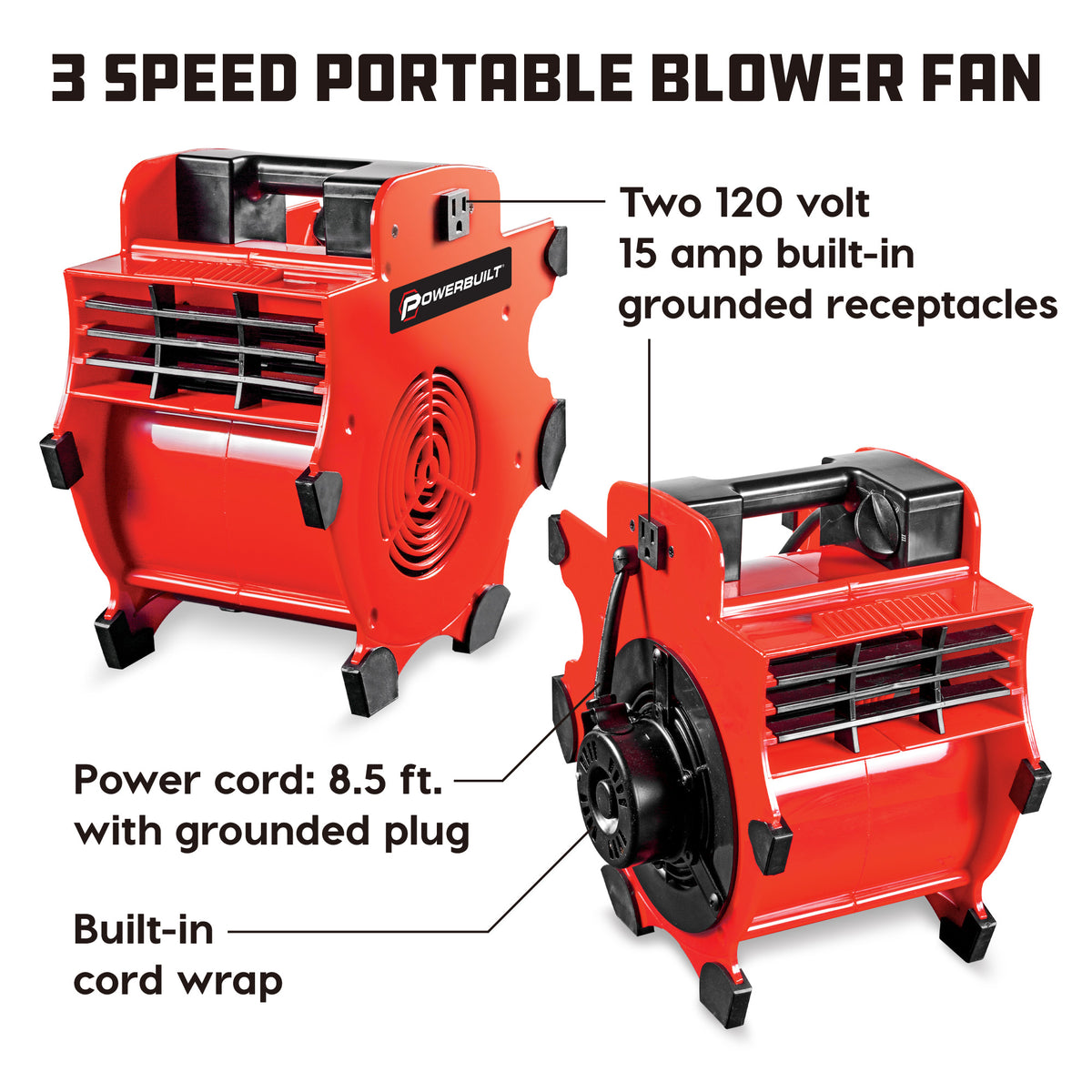 3 Speed Portable Blower Dryer Fan