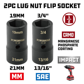 2 Piece Double-End SAE and Metric Lug Nut Socket Set