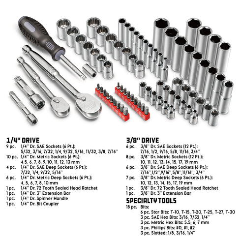 80 Piece Auto Mechanic's Service Tool Set