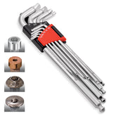9 Piece Zeon SAE Hex Key Wrench Set for Damaged Fasteners