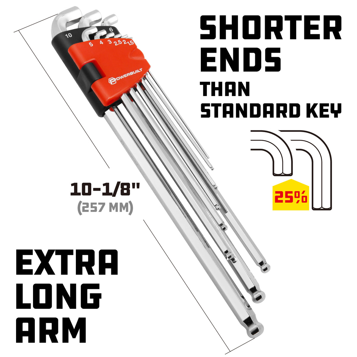 9 Piece Metric Stubby Long Arm Hex Key Wrench Set